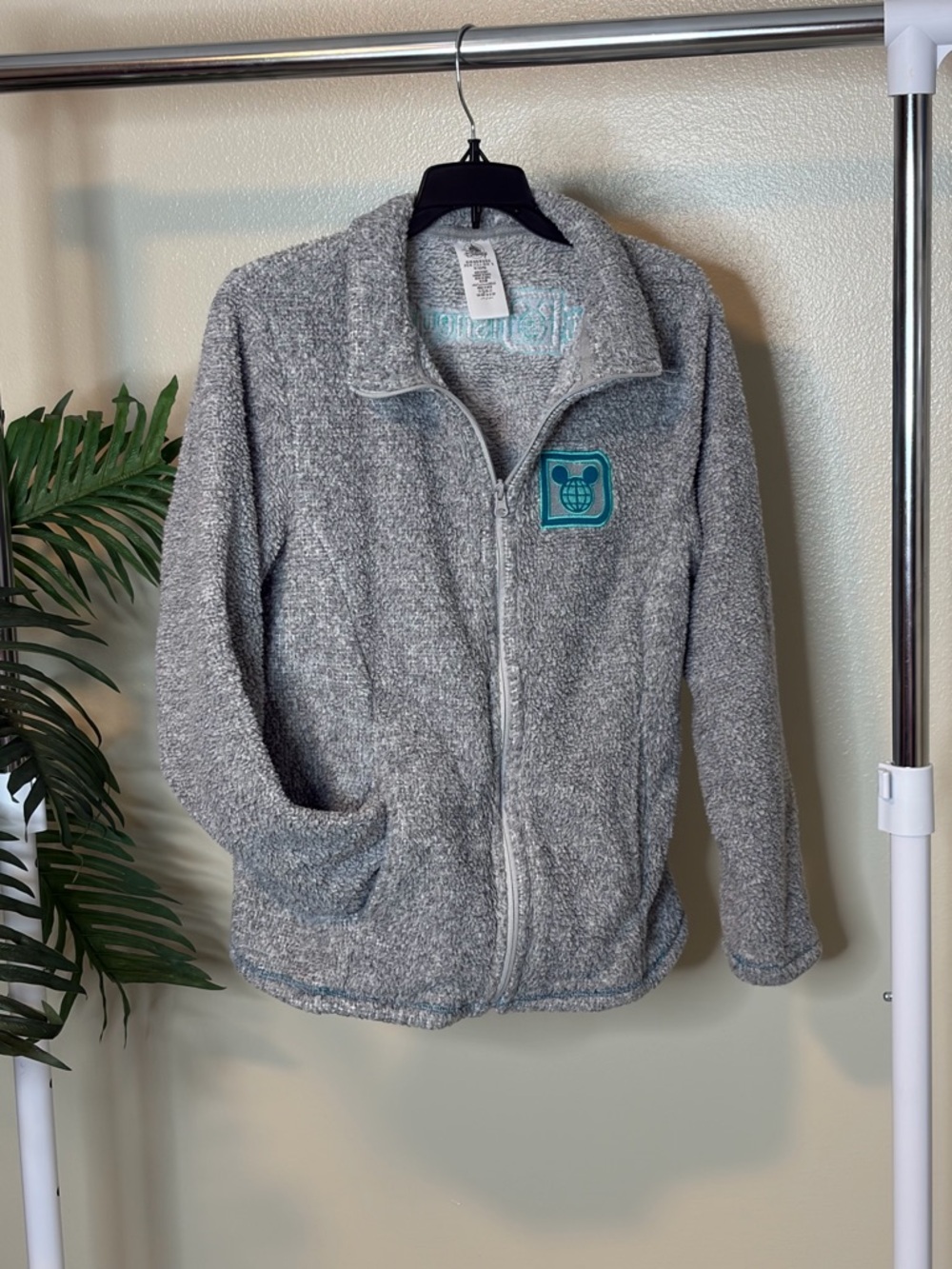 Disney World Fleece Jacket Gray Zip Up Walt Disney World Park Exclusive Size Med